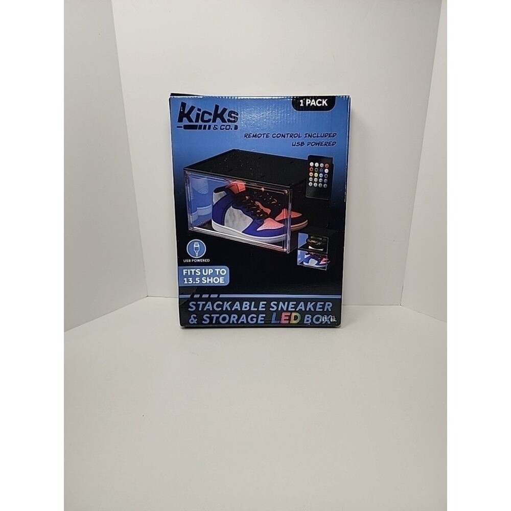 Kicks & co stackable shoe storage w/ LED lights remote controlled